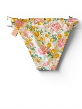Victoria's Secret Floral & Lemon Bikini Bottoms - Pink & Yellow NWT Medium